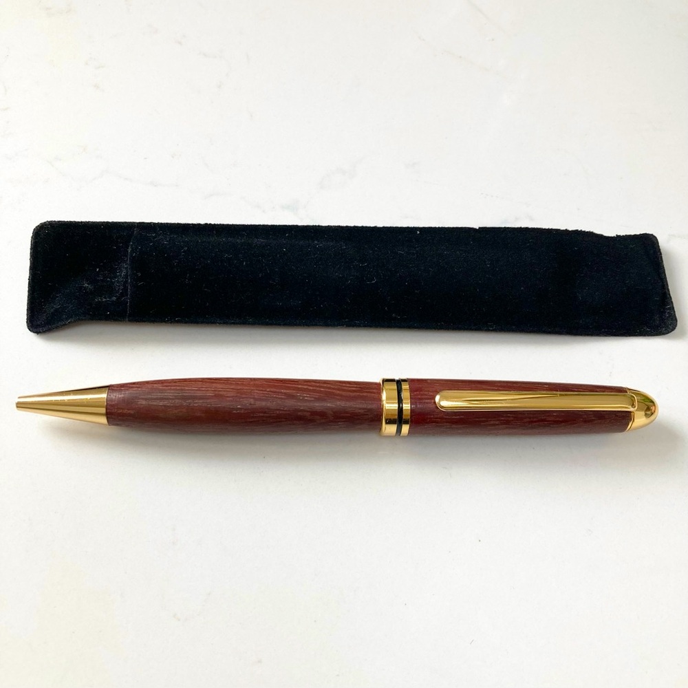 Wooden Hand-Crafted Brown and Gold Pen